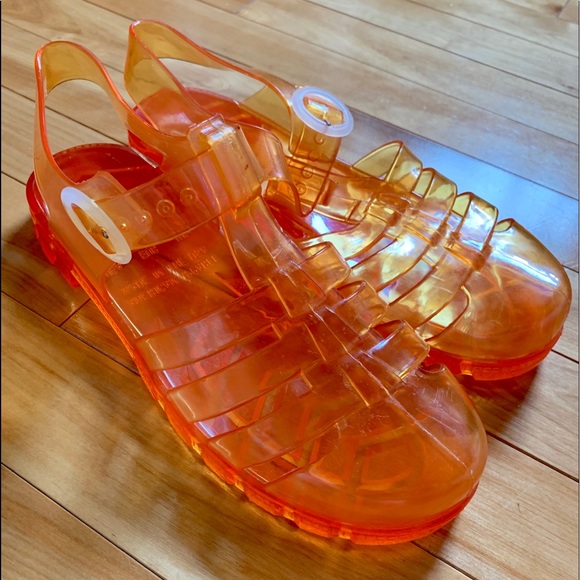 orange jelly shoes